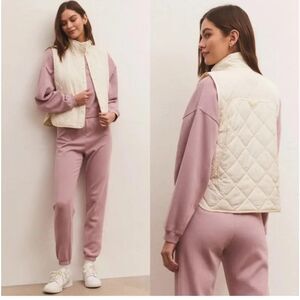 Women's Z Supply Active Cream Quilted Lightweight spring puffer vest XS
